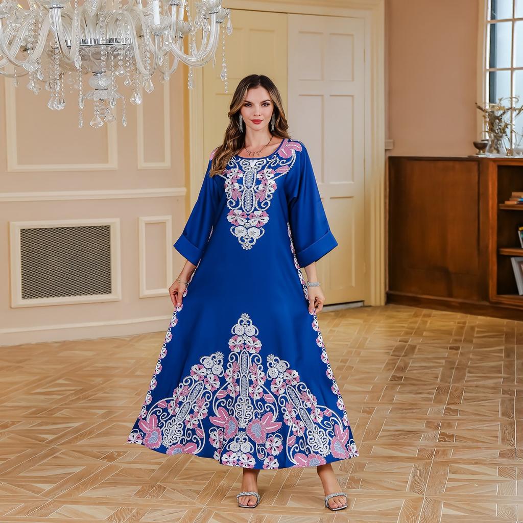 OEM Custom Women's Evening Dress, Printed Beaded Flowy Hem Party Gown, Women Formal Dress From Factory