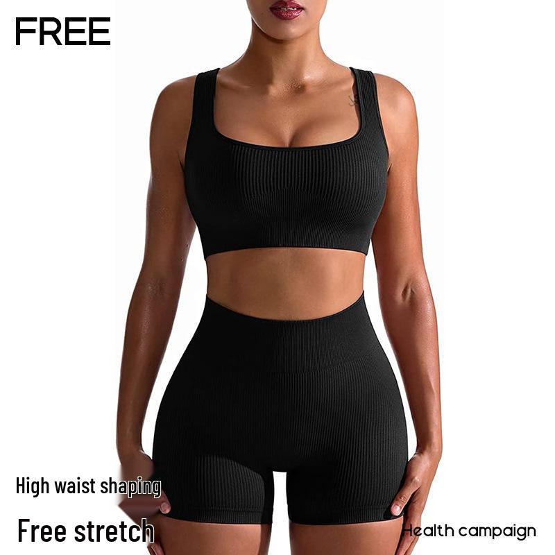 High Waist Seamless Ribbed Yoga Shorts for Running and Fitness