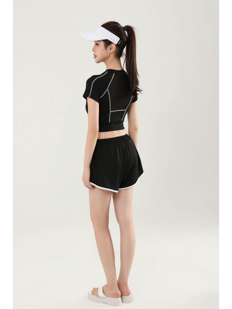 Dámská sportovní plavková souprava - 2025 Přiléhavé plavky s krátkým rukávem pro jaro/léto