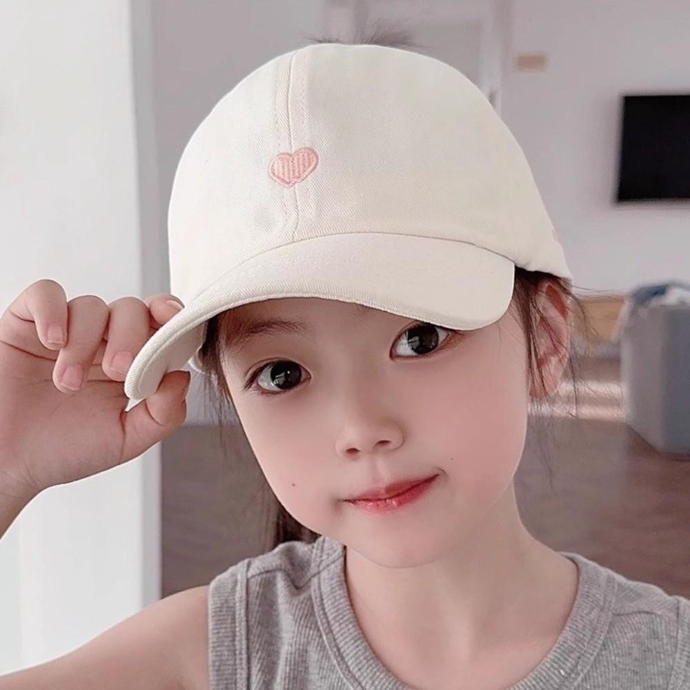 Love Heart Embroidery Children's Baseball Cap High Ponytail Baby Peaked Cap Kids Sun Hat Summer