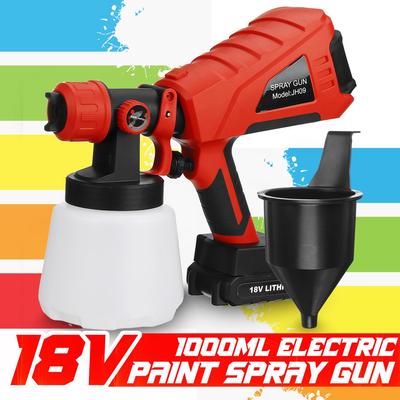 Pistolets de pulvérisation électriques sans fil AC 220V 1000ML, pulvérisateur de peinture électrique domestique haute puissance 600W 18V avec 3 buses, pulvérisation facile, parfait pour débutant