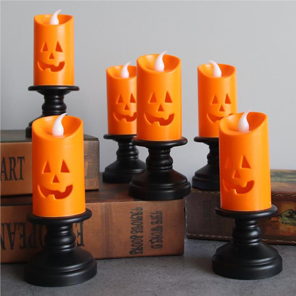 Halloween Candle Light Horror Decorative Lighting Glowing Outdoor Indoor Candlestick Lamps Desk Fence Bar Carnival Home