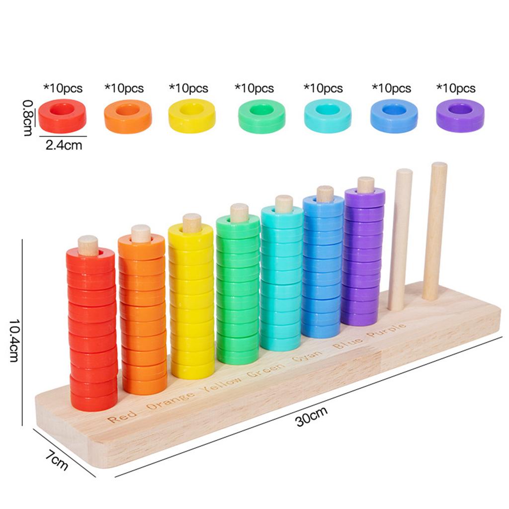 Wooden Color Stack Game with Racks Rings Color Stack Match Game Educational for Ages 3 and Up Boys Girls Gift