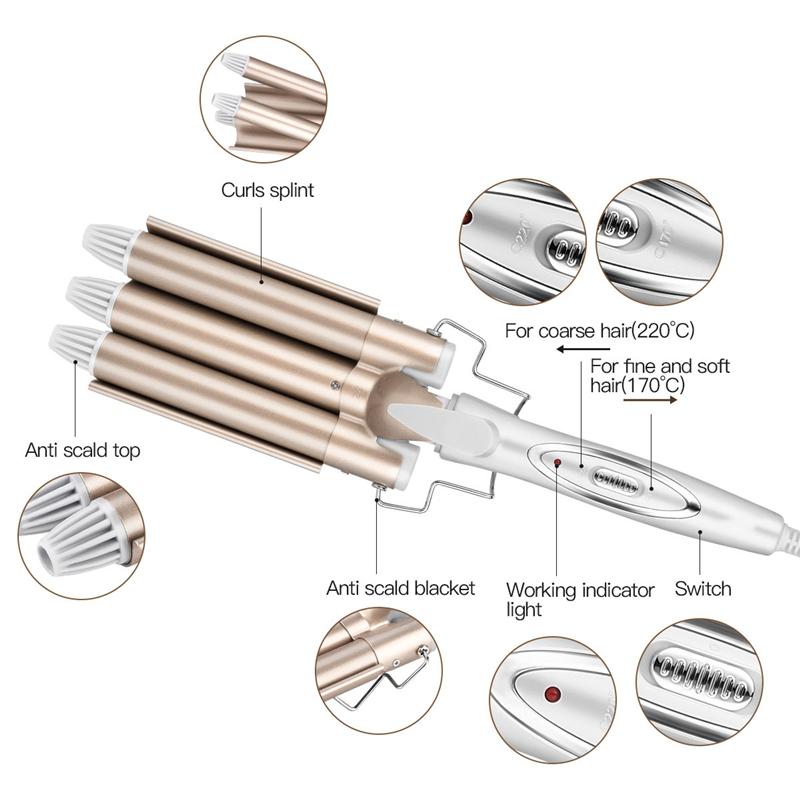 Professionelle Haarwerkzeuge Lockenstab Keramik Triple Barrel Haarstyler Haar Waver Styling-Tools Haar Curlers Elektrischer Lockenstab