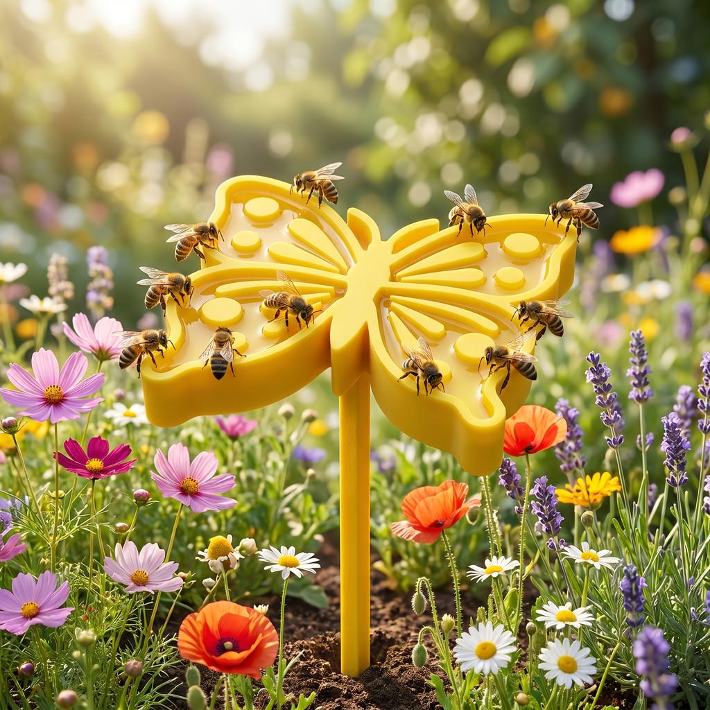 Cute Bee Shaped Bee Butterfly Water Feeder Portable Ground Insert Garden Waterer Outdoor Lawn Yard Decor Bee Drinking Station