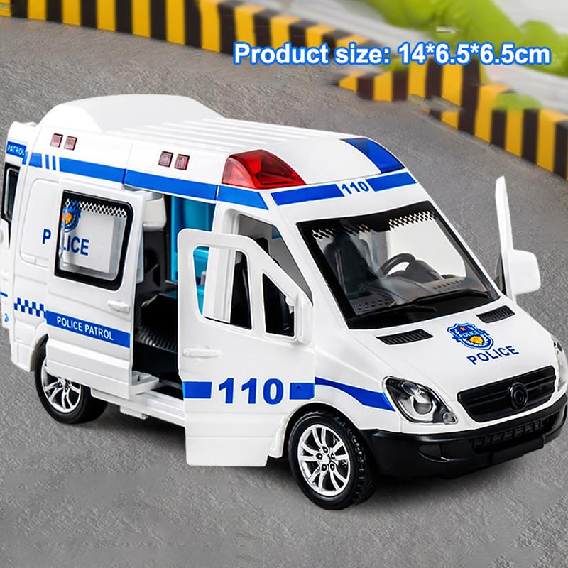 1:24 Legierungs-Ambulanzmodell Simulation Rückzieher Ton und Licht Druckguss-Legierungsauto Spielzeugset Kindergeburtstagsgeschenk