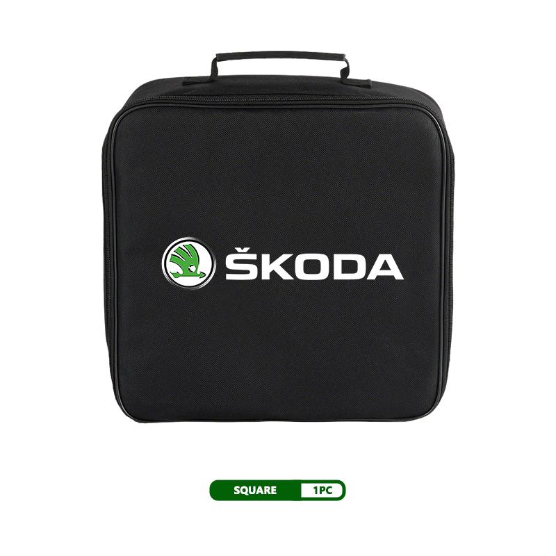 AES1 For Skoda Oxford Cloth Car Charge Cable Case Organiser Waterproof Charging Gun Storage Bag Kamiq Karoq Octavia 2 3 Rapid Scala