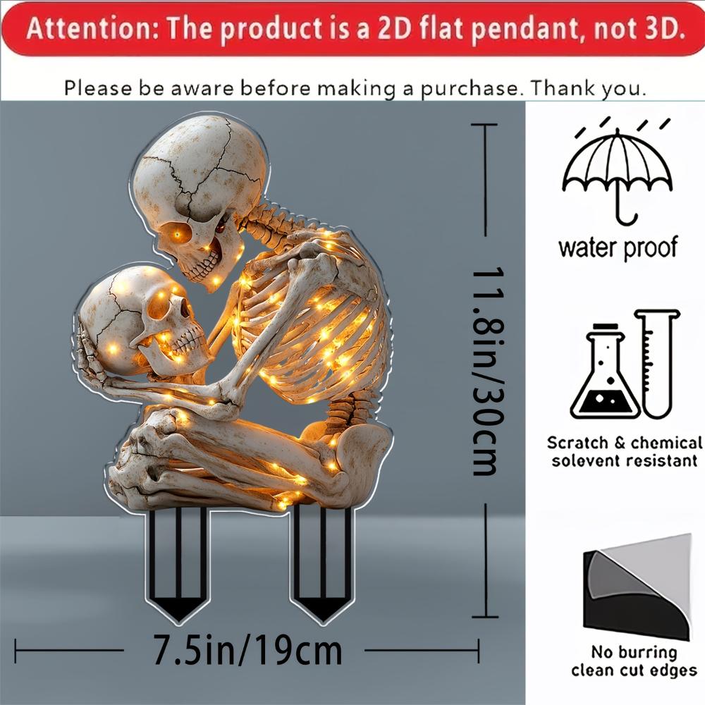

Плоский акриловый материал 2D, украшение для сада в виде черепа на Хэллоуин - - страшные подарки на Хэллоуин для дома, кладбища или мероприятия