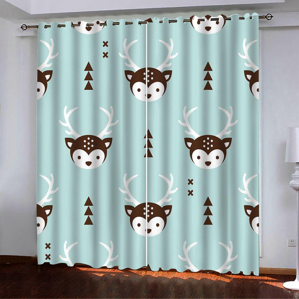 Curtains Polar Bear Elk Penguin Tile Drawing Series 3 Digital Printing High Density Blackout Curtains