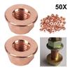 50pcs Copper Exhaust Nuts M8 SW13 Copper-plated Head Stud Lock Nuts Copper Bolt Screw Bolt Screw Turbo Exhaust Stud Hex