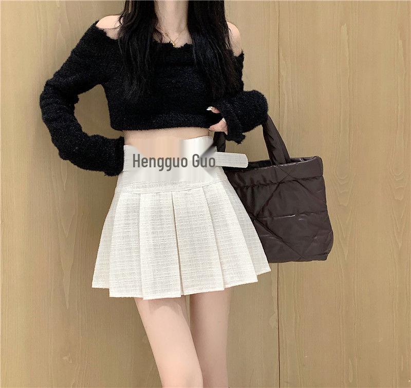Women's High-Waisted Pleated A-Line Midi Skirt with Belt - Retro Style for All Seasons