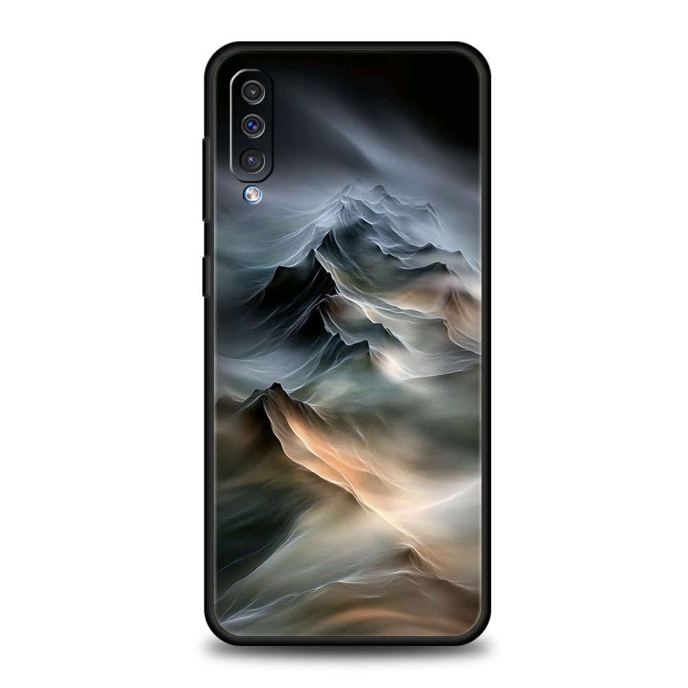 Black Mountain Peak Phone Case for Samsung Galaxy A56 A36 A26 A16 A34 A24 A42 A22 A20 A12 A40 A30 A10 5G Soft TPU Cover Shell