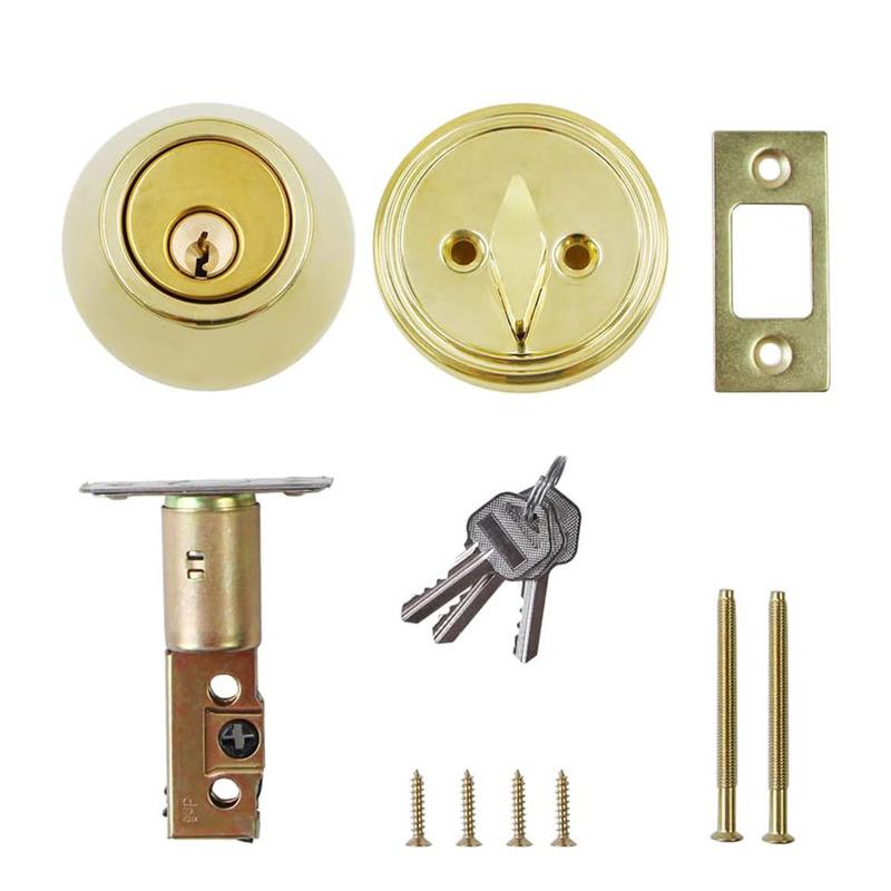 Single Cylinder Deadbolt, Round Deadbolt Lock with Keys, Modern Door Locks with Deadbolt, Deadbolt for Front Door Entrance