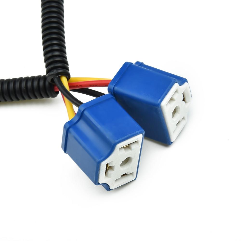 H4 Socket Connector Wiring Harness Blue+Black Plastic+Ceramic Male & Female