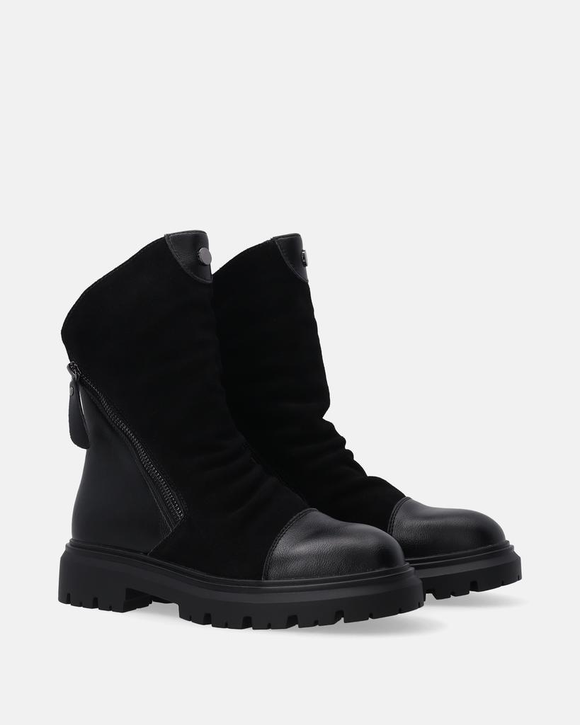Black Suede Women' Ankle Boots with Leather Inserts Black Suede Women' Ankle Boots with Leather Inserts 40