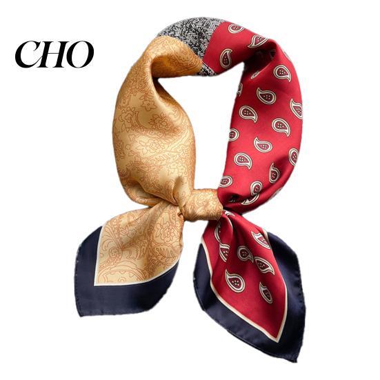 No Iron Silk-like Scarf Silky Paisley Printing Smooth Texture Wrinkle-Resistant Windproof Breathable Fabric Imitation Silk Commuting Business Layering