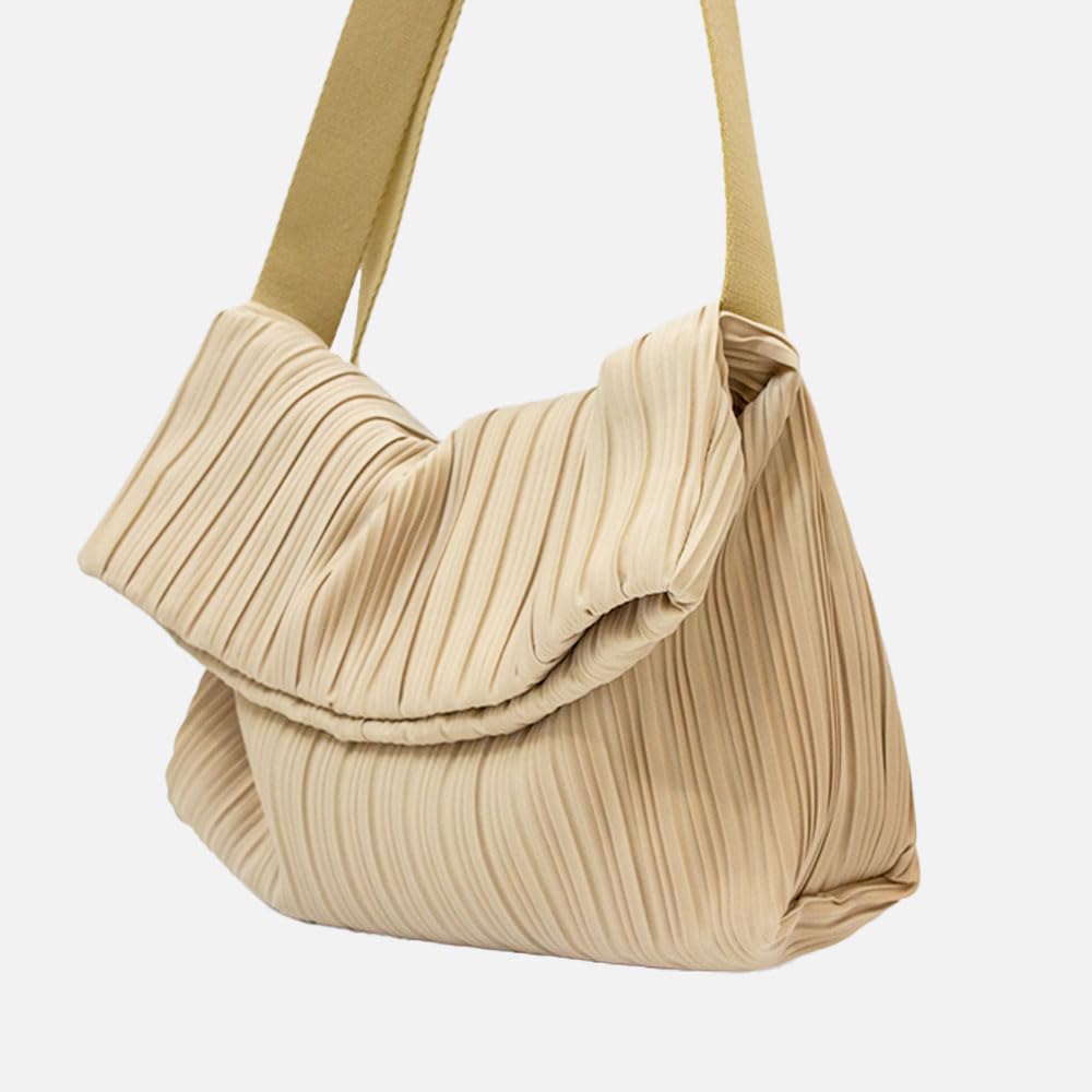 BLUEORB Foldover Bag, 2-Way Shoulder Bag, Women's, Korean Fashion (Champagne Beige)