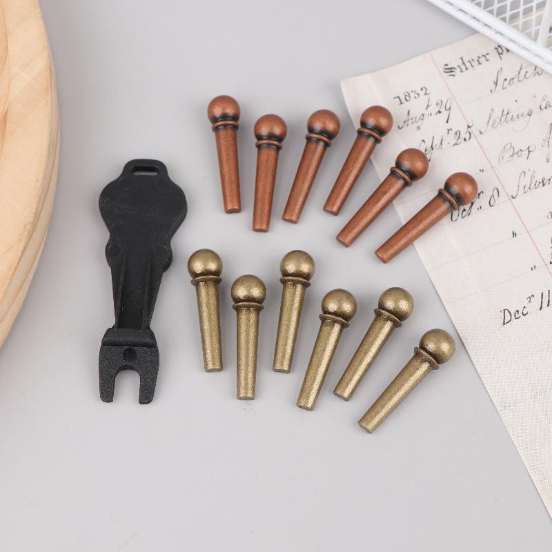 6Pcs Guitar Strings Nail Metal Acoustic Guitar Bridge Pins Brass Fixed Cone Pins String Nut Nails For Guitar Parts Replacement