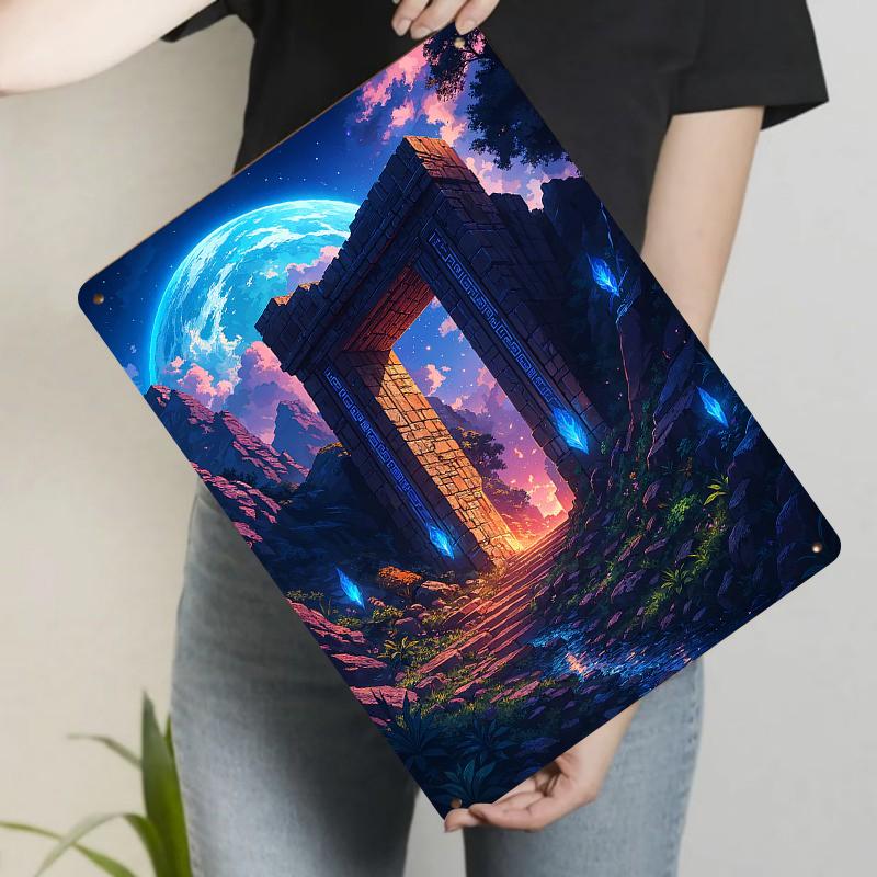 

Custom Metal Wall Art Starry Sky Arch Landscape Painting Living Room Bedroom Decor 20x30cm（7.8x11.8inch）