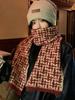 Women Winter Knitted Scarf Headscarf Ladies Casual Red Plaid Warm Scarve Mujer Foulard Wrap Shawl New Christmas New  Gifts