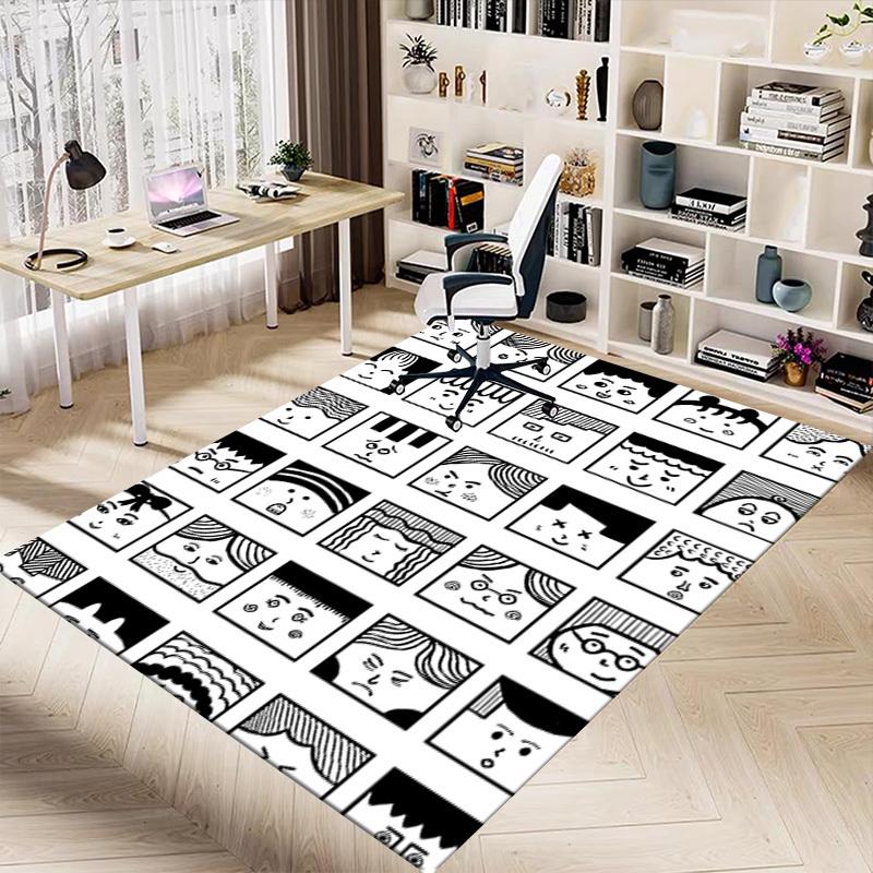 1PC Facial Expressions Extra Large Non Slip Floor carpet, Office, family, bedroom Large Area Rug Indoor Rugs, Vibrant Colors