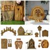 Miniature Fairy Gnome Door Figurines Vintage Wooden Elf Home Fairy Elf Door Kit For Yard Art Garden Tree Sculpture Statues Decor