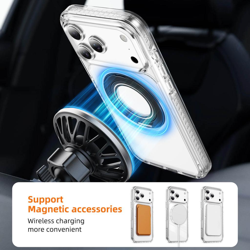 Magnetic 360° Stand for iPhone 12-17 Pro Max Case  Magnet Wireless Charging Kickstand Cover for iPhone 15 16 17 Pro Max