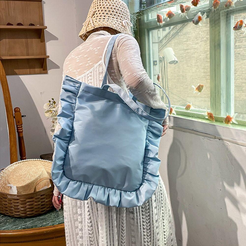 French Style Ruffles Pleated Bag Solid Color Women's Handbag Ins Ruffles Shoulder Bag Girls