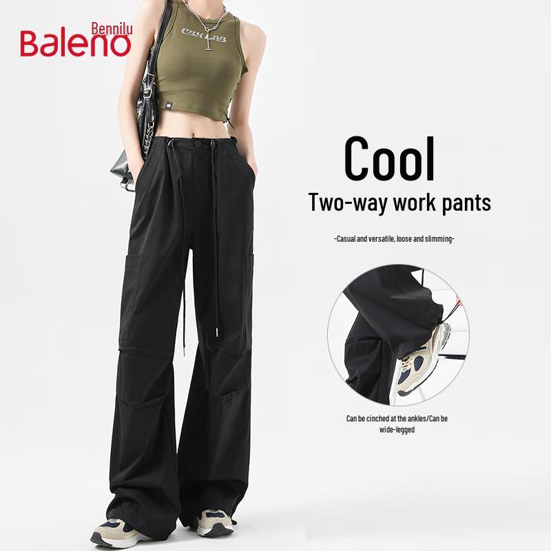 Baleno Women's High-Waist Velcro Wide-Leg Cargo Pants