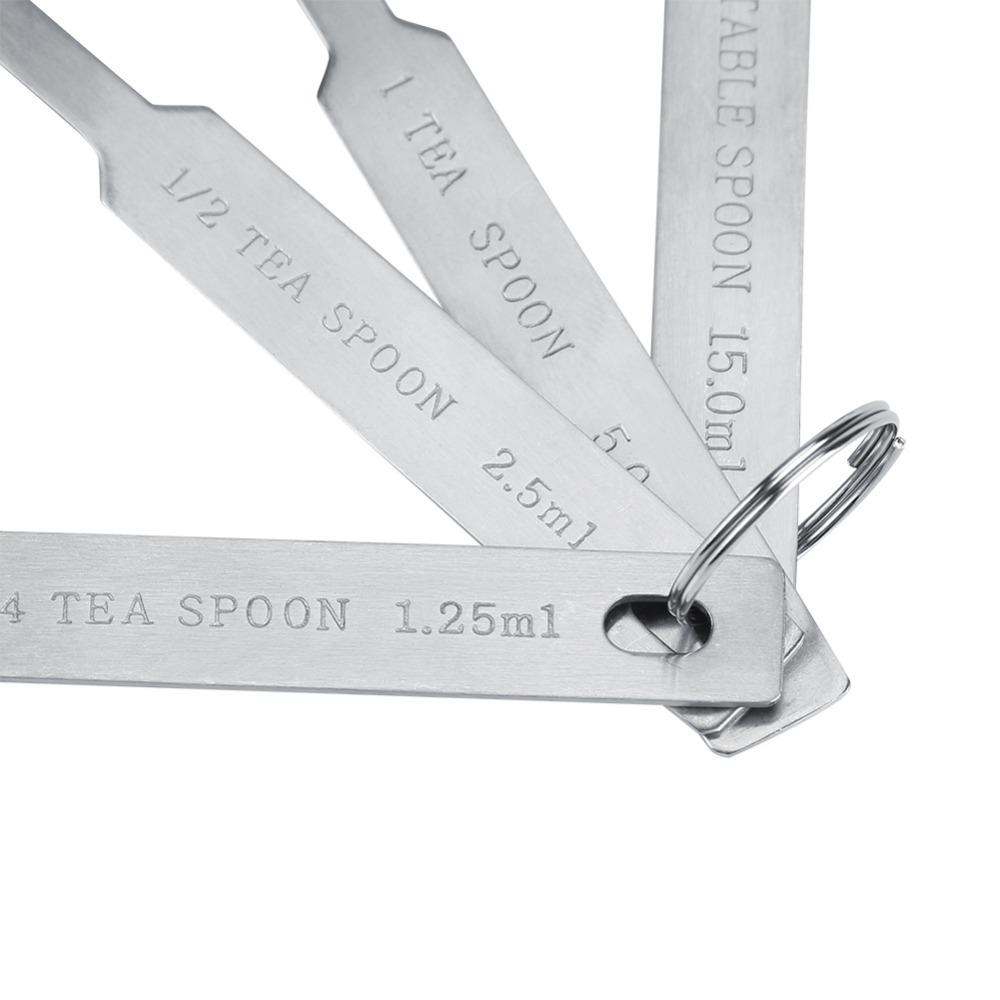 4Pcs Measurement Scale Metal Spoons Rustless Steel Kitchen Spoons Coffee Spoons Cooking Use