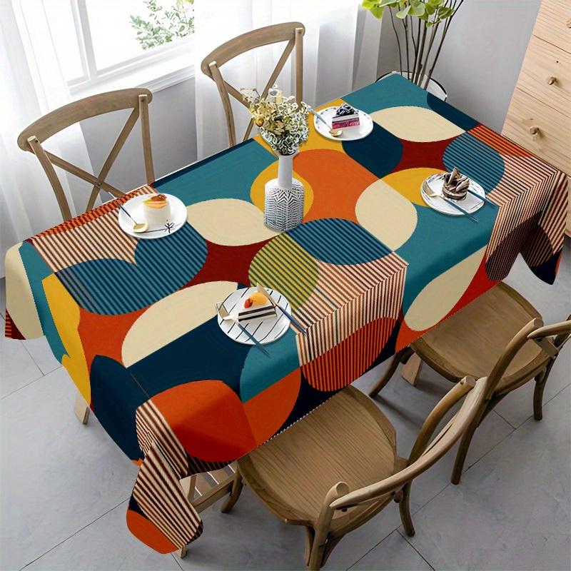 1pc Soft, Fashionable, Beautiful and Colorful Geometric Pattern Tablecloth, Machine Washable and Easy To Clean
