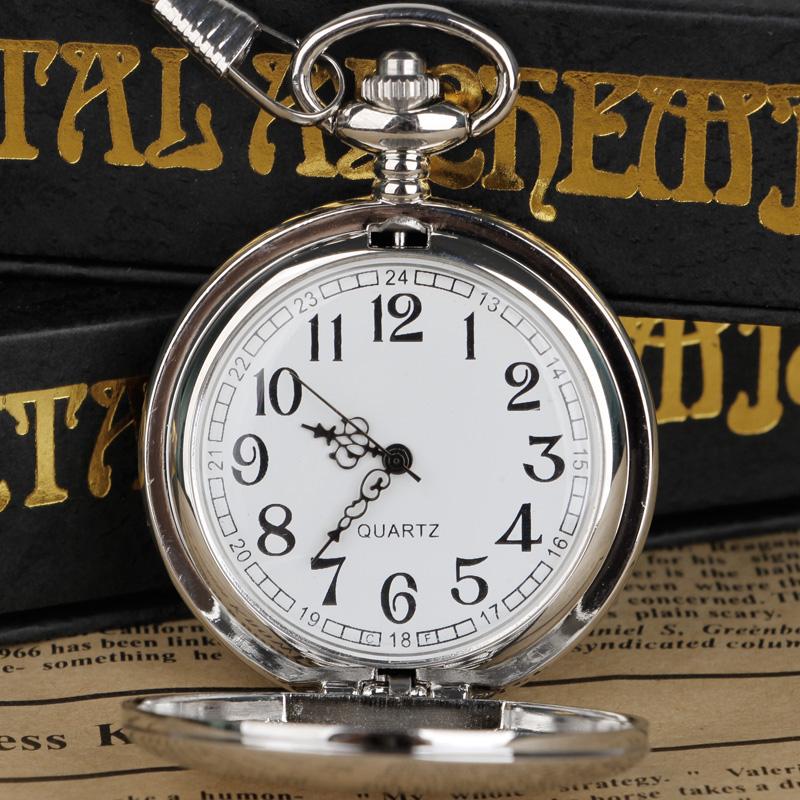 Schwarz/Bronze/Silber/Gold Poliert Glatt Quarz Taschenuhren Retro Halskettenanhänger Geschenk Fob Damen Herren Uhr Relogio De Bolso
