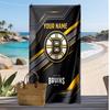 Boston Bruins Custom Beach Towel, Print Your Name Text Lightweight Absorbent Towel for Swimming Travel