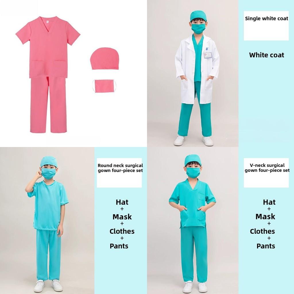 Prevention Suit Epidemic Doctor Surgical Gowns White Coat Kids Halloween Costume