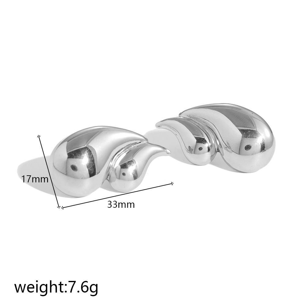 18K Gold Double Layer Titanium Steel Water Drop Stud Earrings - Light Luxury High-end Design