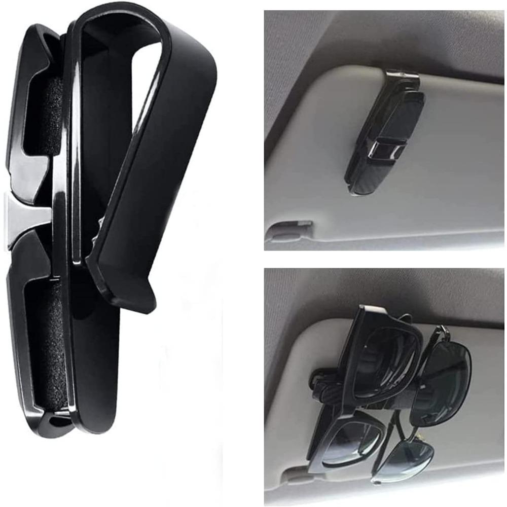 Sun Glasses Holder for Car Sun Visor Mount Ticket Card Clip, 180° Rotational Double-End Holder for Sunglasses and Eyeglasses