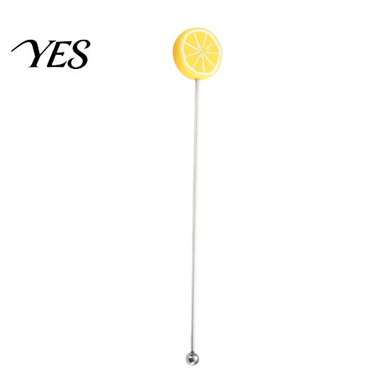 Stir Stick Cocktail Stick, Stainless Steel Mixing with Durian Pineapple Strawberry Durable Drink Mixer Watermelon Rubber Top Decor, Stirrer