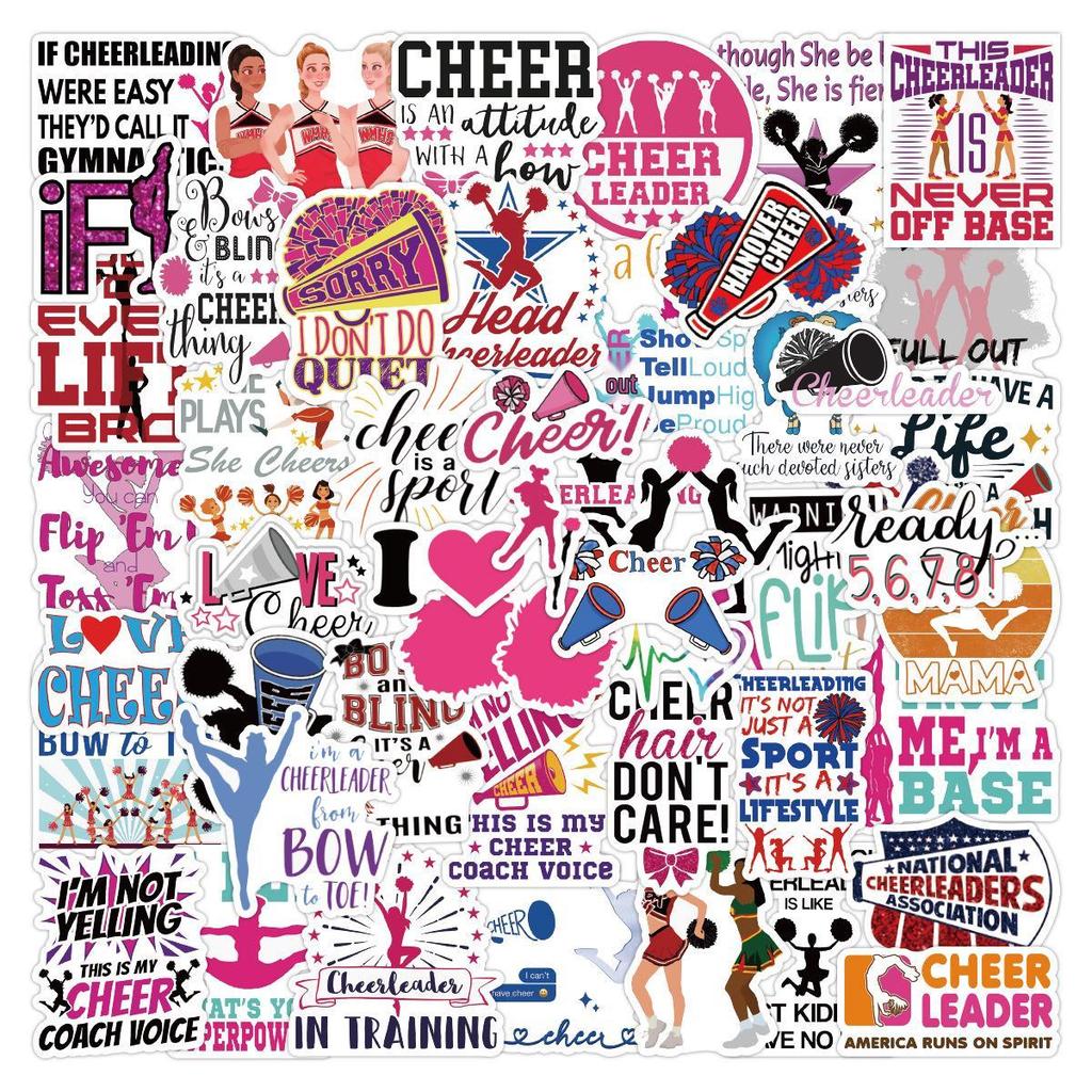 50 Adesivi Graffiti Cheerleading - Impermeabili per Valigie, Quaderni, Scooter e Borracce
