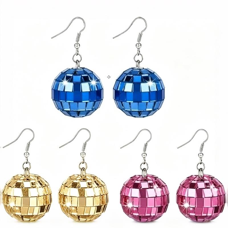 Stylish Retro Disco Ball Pendant Earrings For Women Birthday Gift Party