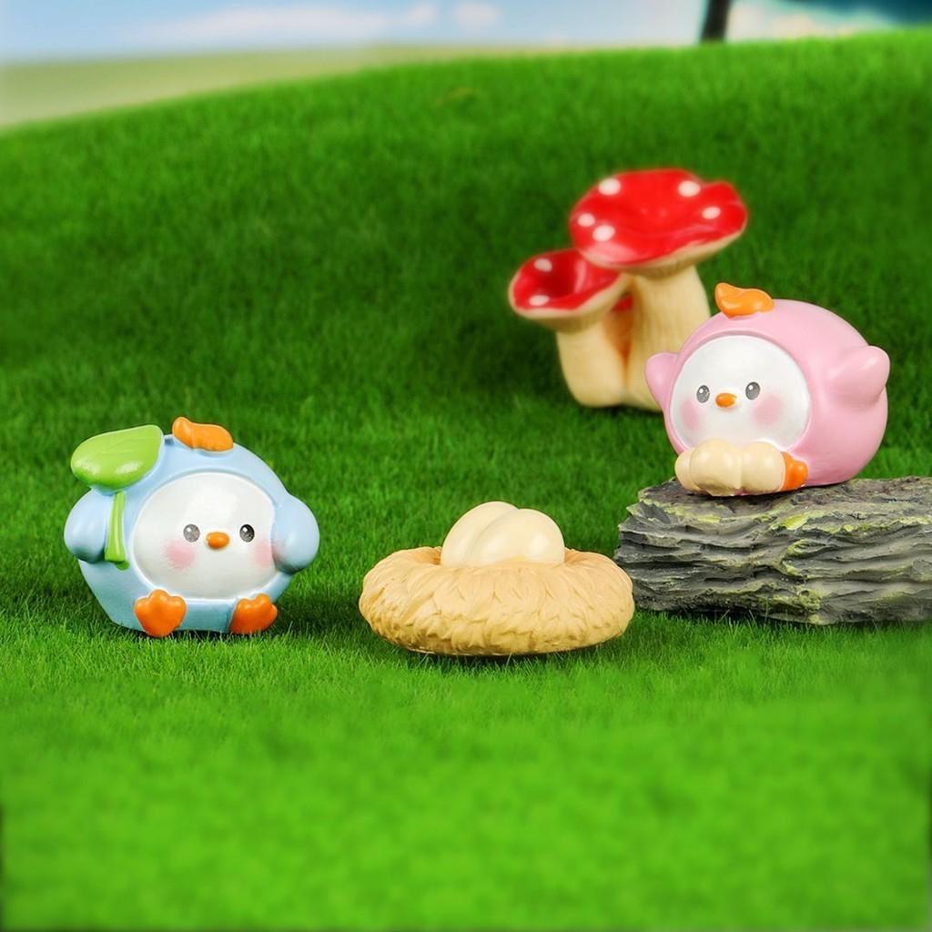 7 bucăți/set miniaturi de pui de desene animate, meșteșuguri din rășină, pentru birou, ornamente mici, decorațiuni de grădină cu zâne, micro peisaj