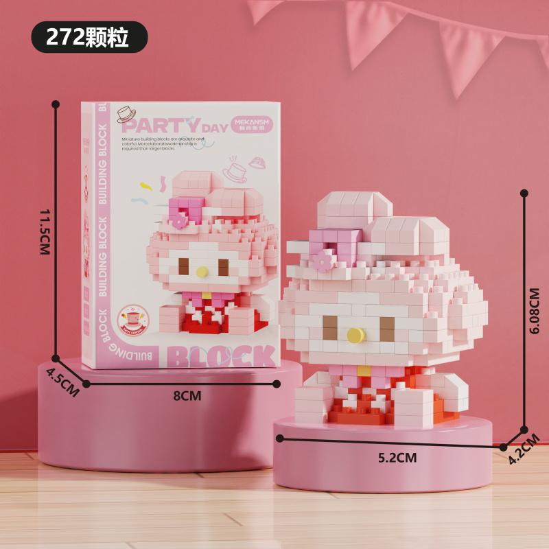 MINISO Sanrio Παιχνίδια Τουβλάκια Δόμησης Μικρο Διαμαντένια Τουβλάκια Disney Hello Kitty Kuromi Πάντα Μπλοκ Montessori Για Παιδιά Δώρα
