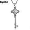 Cool Gothic Mens Stainless Steel Hip Hop Key Pendant Necklace Men Silver Chain