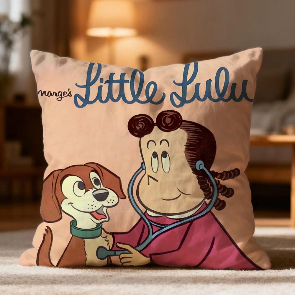 

Hot TThe Little Lulu Shower Cushion Cover Soft Washable Pillow Case Multi-Scene for Couch Bed Travel Office Use 30cmx30cm