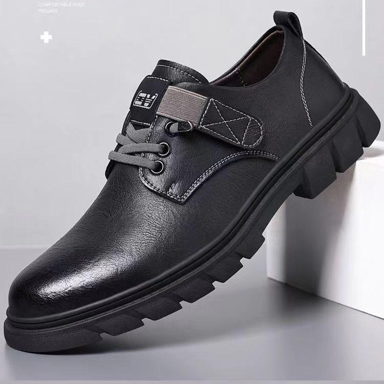 

Кожаная обувь мужская дышащая трендовая универсальная деловая повседневная кожаная обувь на шнуровке мягкая подошва удобная низкая работа 43 [Standard Size]