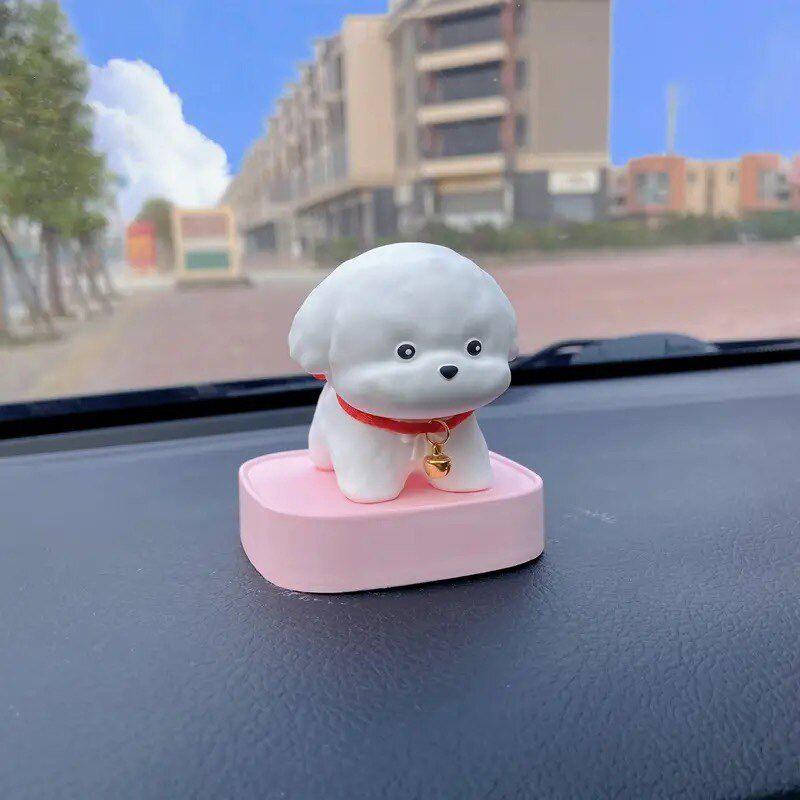 Bichon Car Aromatherapy Perfume Cute Puppy Classy Car Interior Fragrant Stone Decoration Car Center Console Decorative Gift Pink Base Bichon Frise Dog