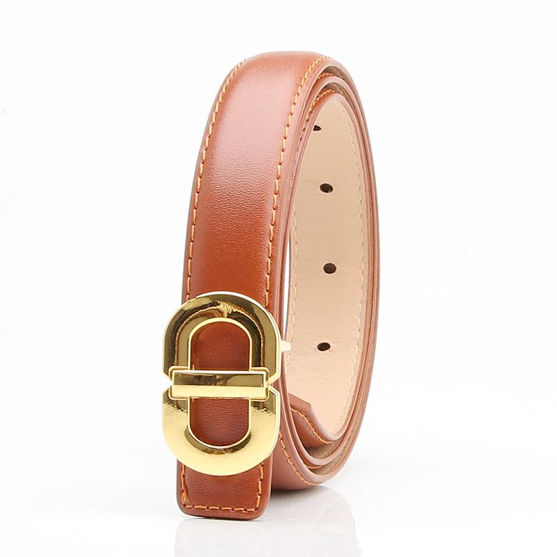 Women's High-End Gold Double D Waist Belt - Trendy Fashion PU Belt for Jeans