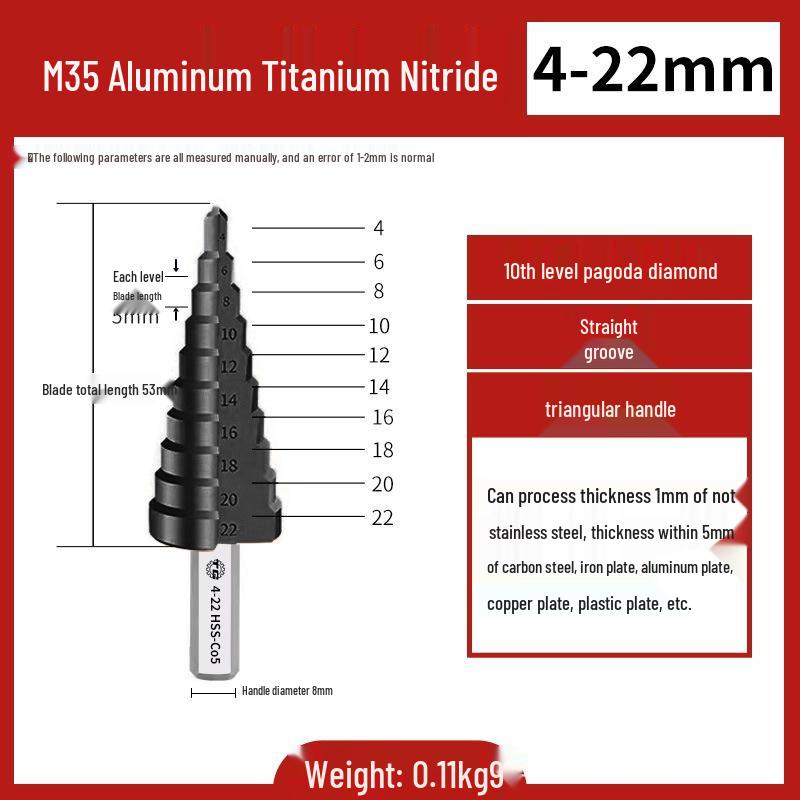 Tiangong Pagoda High-Hardness Universal Step Drill Bit Set for Stainless Steel