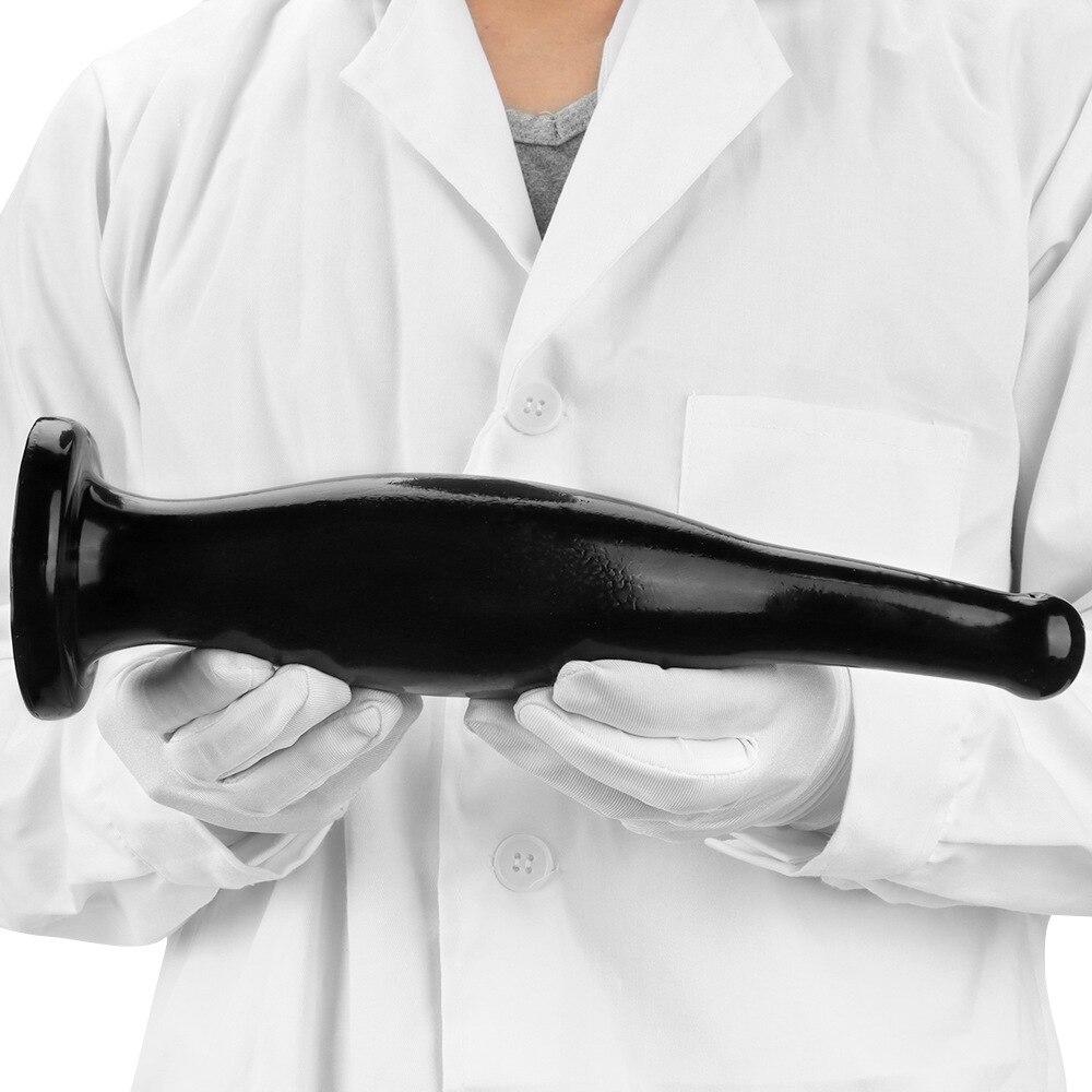 Black Bottle Shape Anal Plug with Sucker Anal Dilator Adult Sex Toy Masturbator Fisting Big Dick Realistic Dildo PVC BDSM