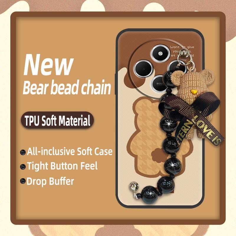Cartoon Simplicity Phone Case For Redmi A4 5G Back Cover Skin-friendly feel Anti-knock Bear bracelet Dirt-resistant cute