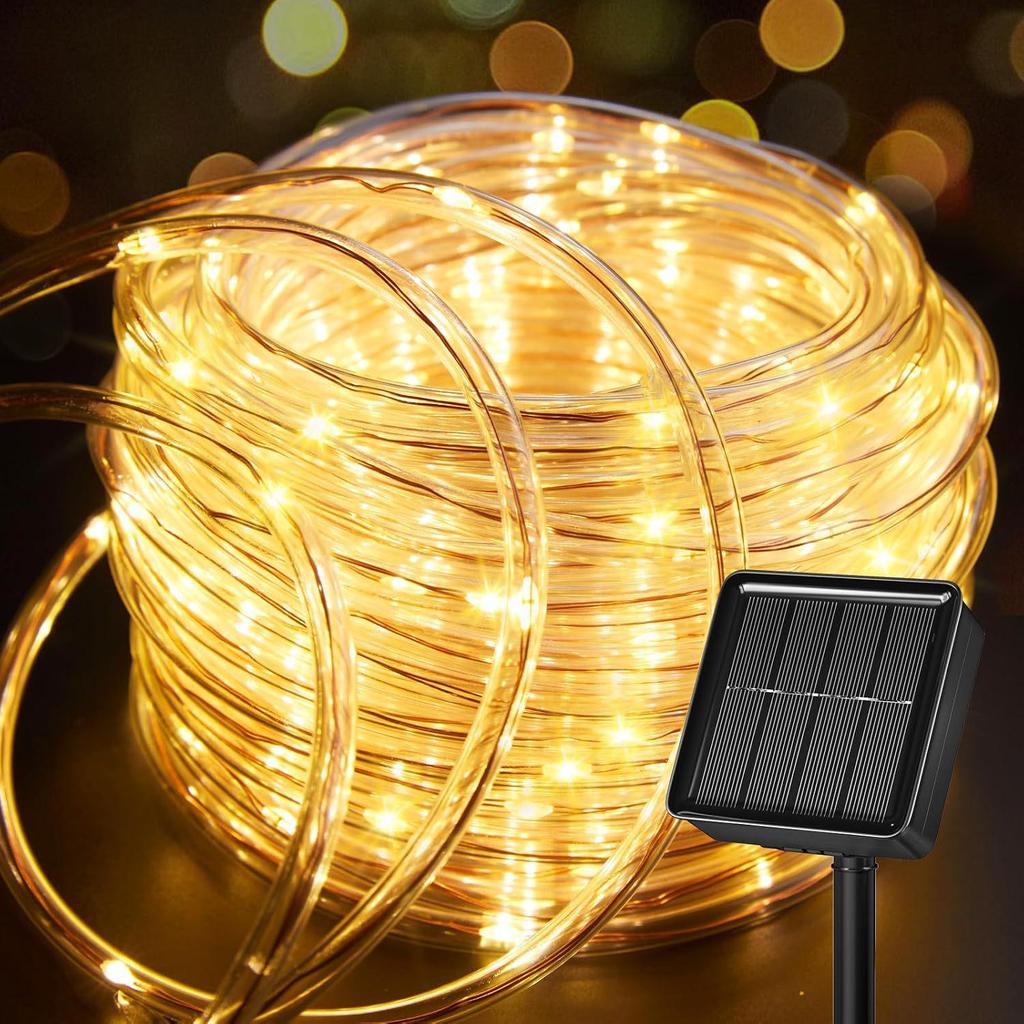 Waterproof LED Solar String Lights - Outdoor Copper Wire Rainbow Tube Decor